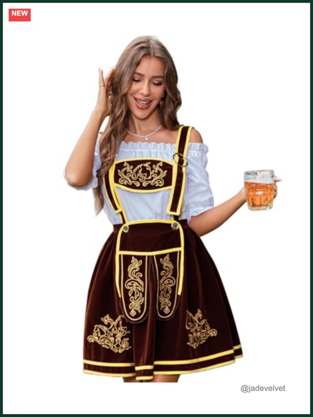 Women's Bavarian Dirndl Dress Set Oktoberfest Costume with Blouse & Apron
